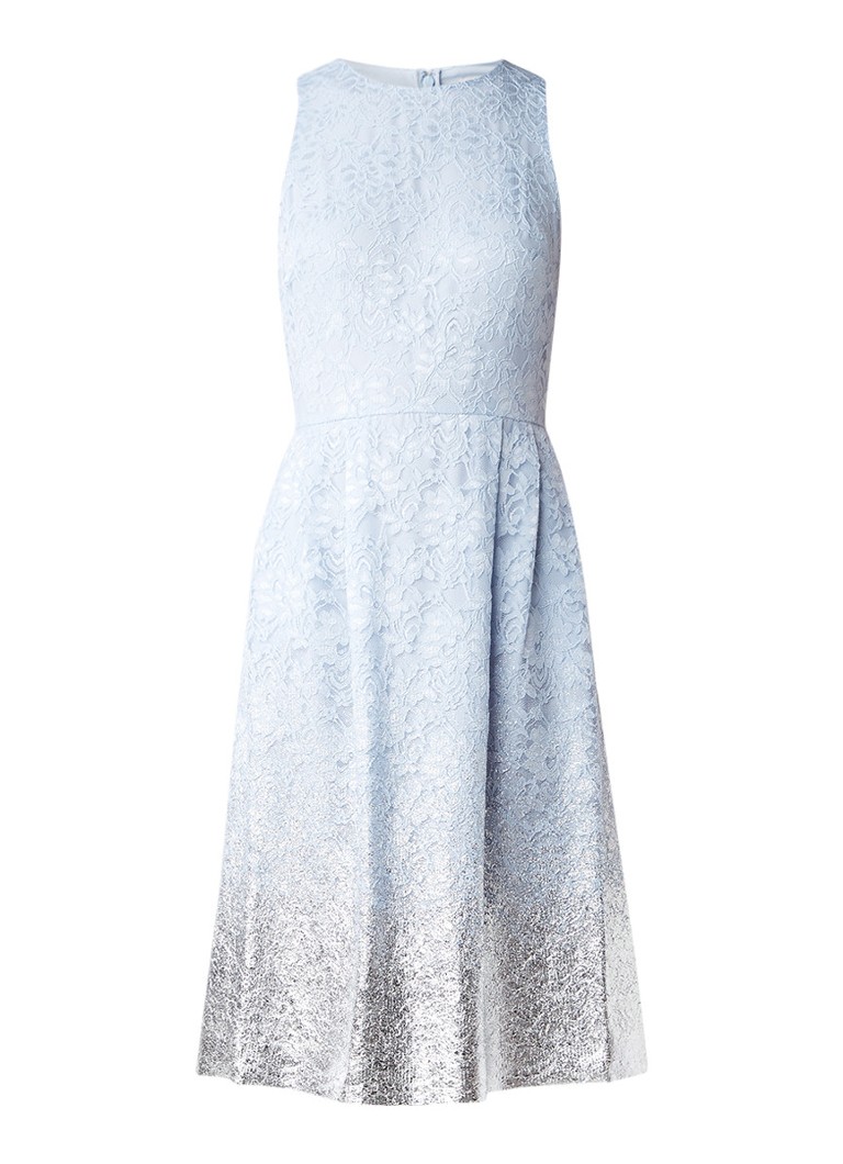 Warehouse Mouwloze jurk van kant met metallic finish lichtblauw