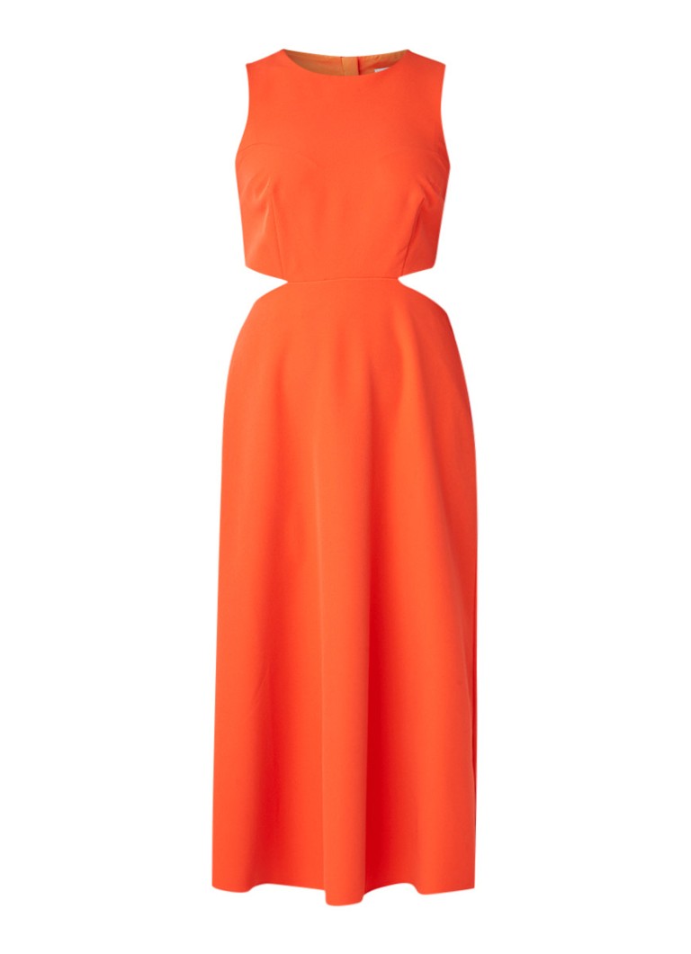 Warehouse Mouwloze midi-jurk met cut-out koraal