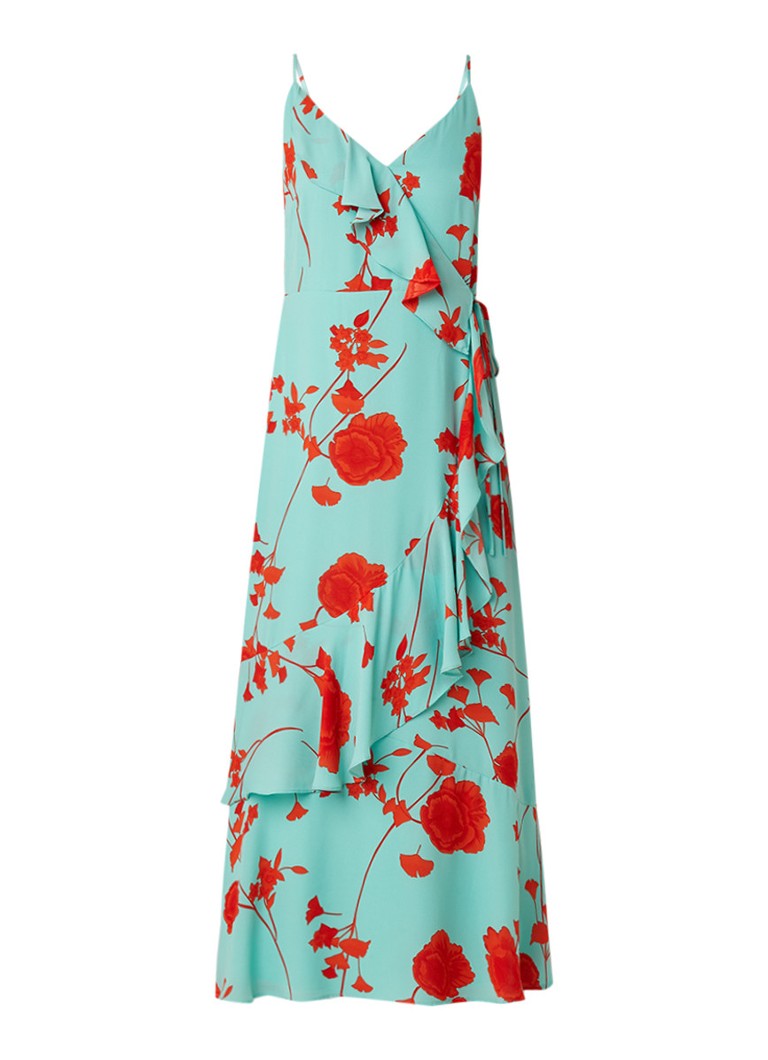 Warehouse Maxi-jurk met bloemendessin en volant mint