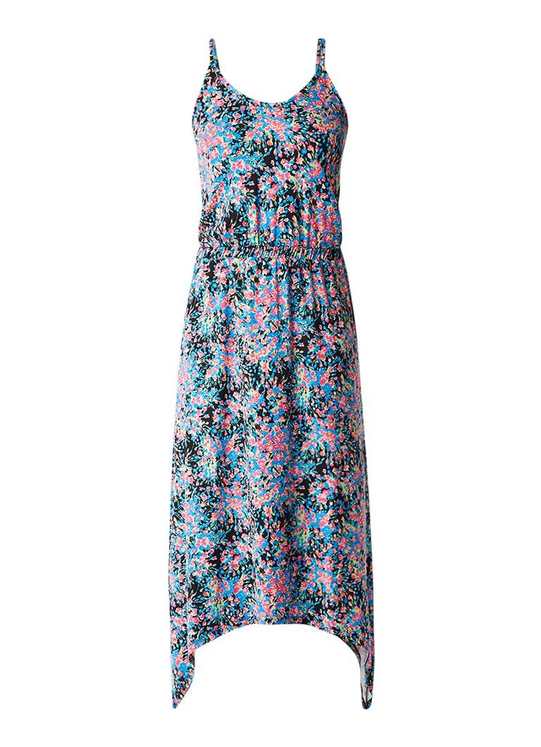 Warehouse Hanky maxi-jurk met bloemendessin lichtblauw