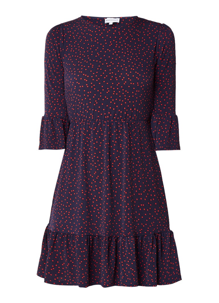 Warehouse Jersey A-lijn jurk met polkadots donkerblauw