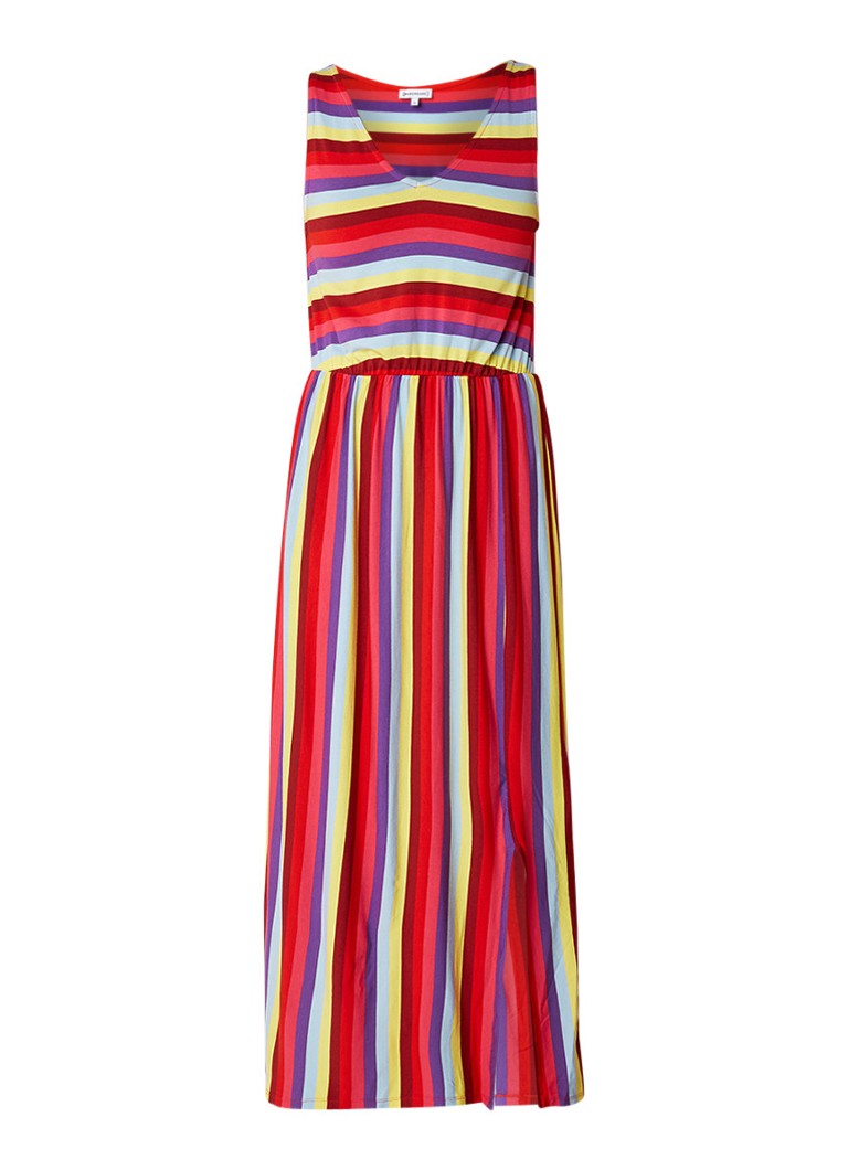 Warehouse Maxi-jurk met kleurrijk streepdessin multicolor