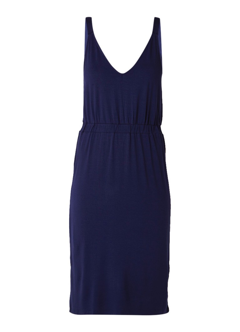 Warehouse Cami midi-jurk van jersey met V-hals donkerblauw