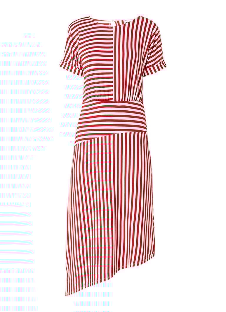 Warehouse Maxi-jurk van jersey met streepdessin rood