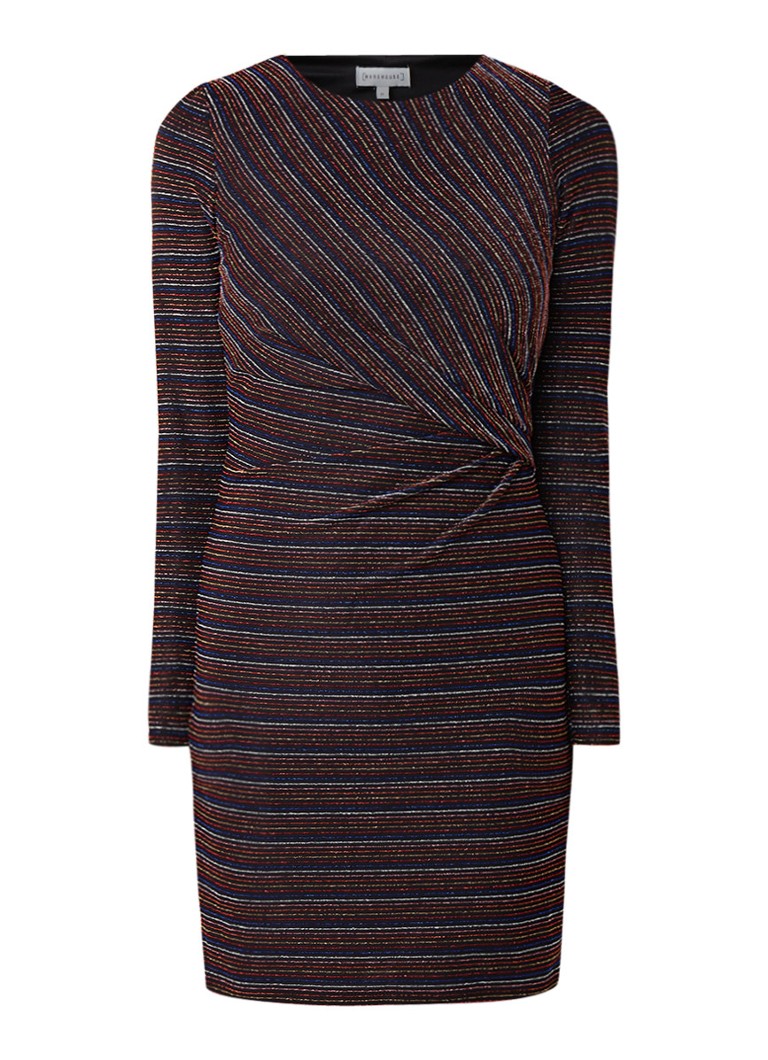 Warehouse Mini-jurk met lurex streepdessin en plooidetail zwart