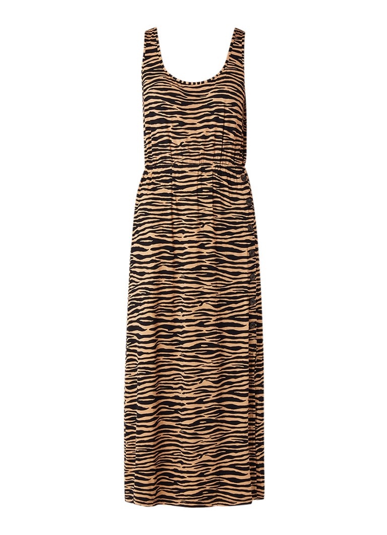 Warehouse Maxi-jurk van jersey met tijgerprint bruin