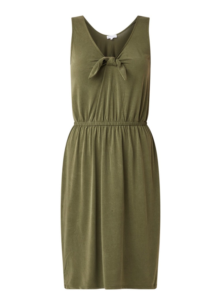 Warehouse Midi-jurk met strikdetail khaki