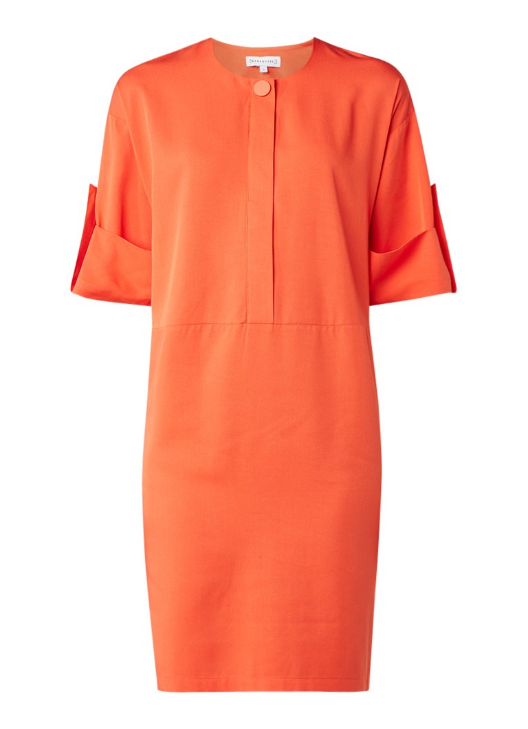 Warehouse Blousejurk met halve knoopsluiting oranjerood