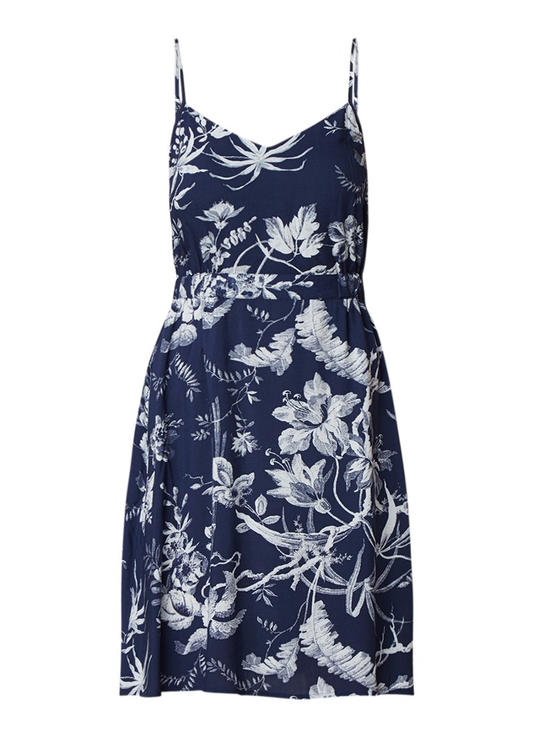 Warehouse Midi-jurk met bloemendessin en spaghettibandjes donkerblauw