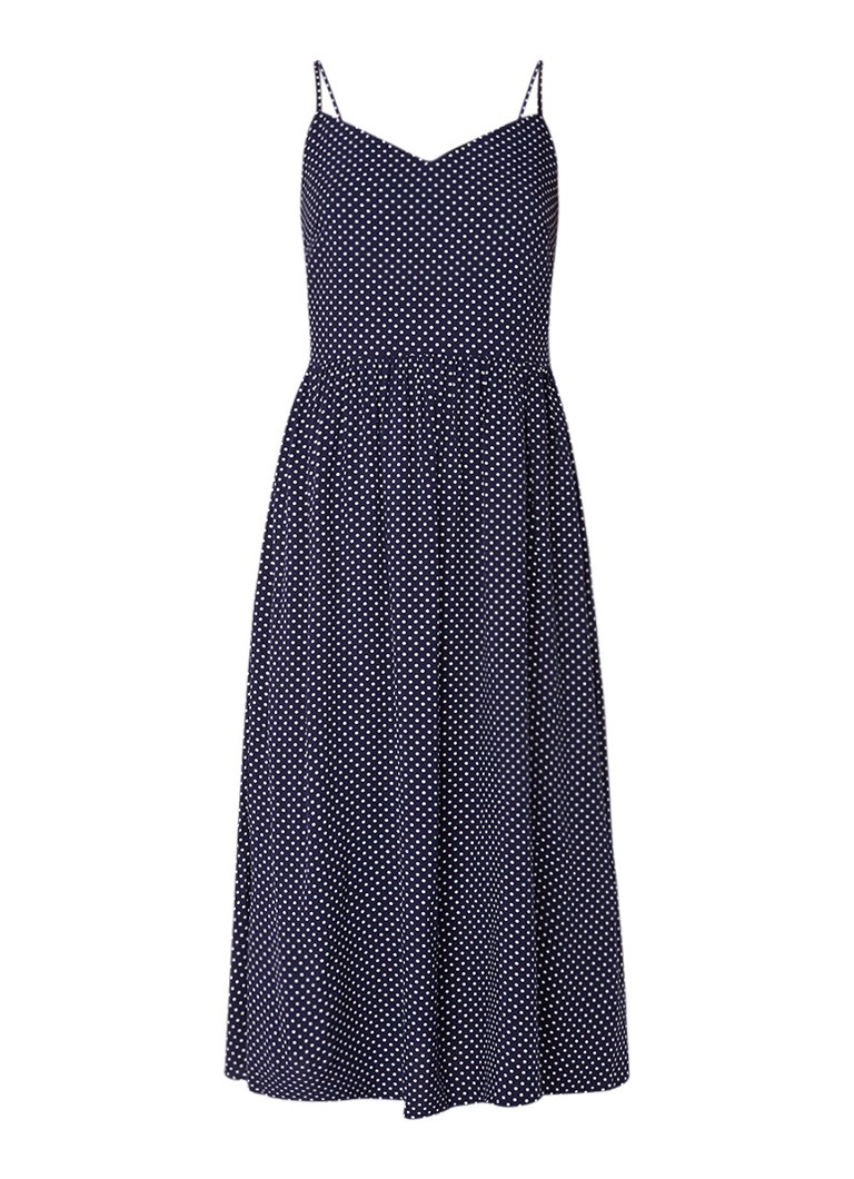 Warehouse Midi-jurk met polkadotdessin donkerblauw