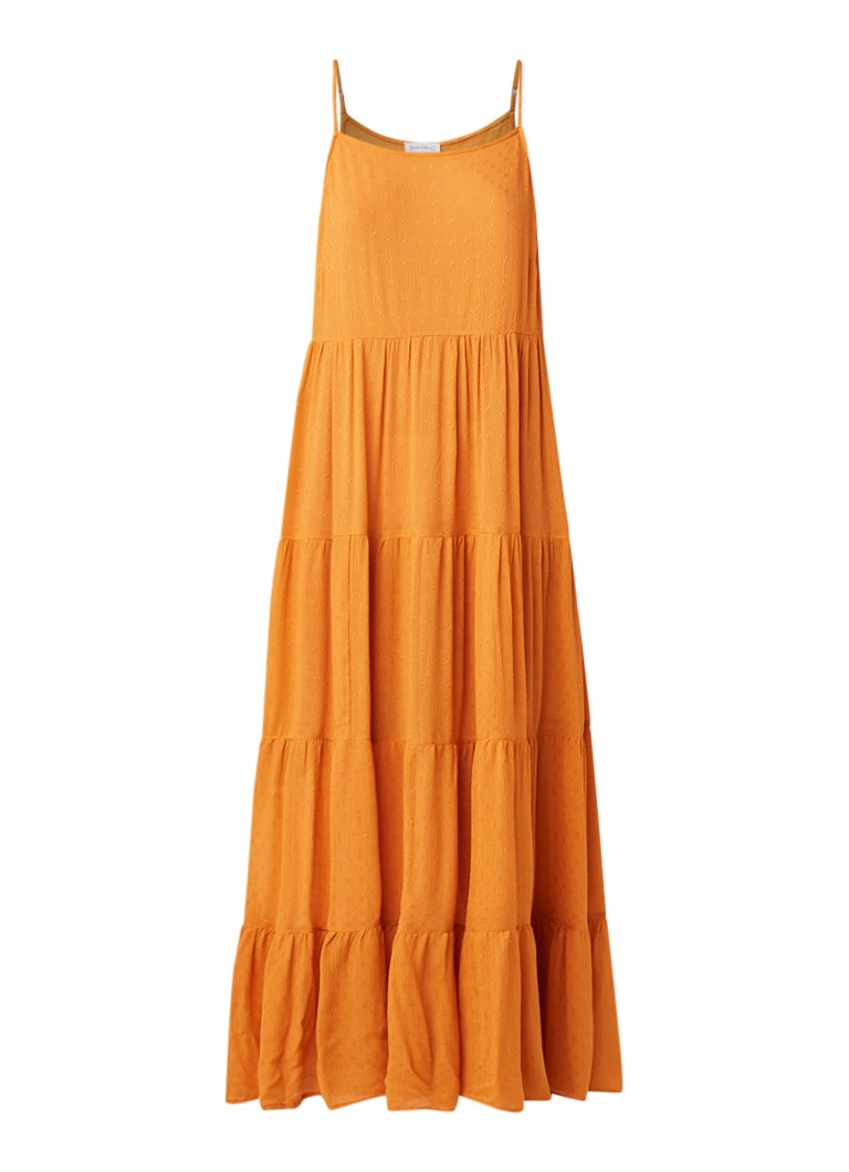 Warehouse Maxi-jurk met ingeweven dessin oranje