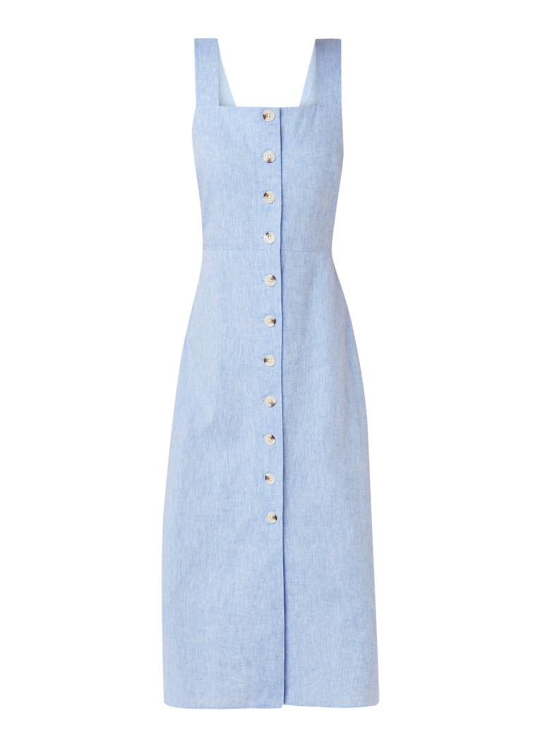 Warehouse Midi-jurk van chambray met strikdetail lichtblauw