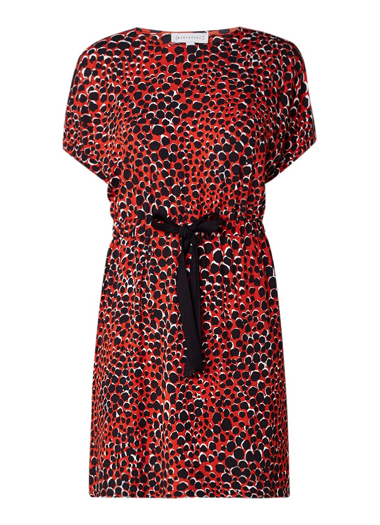 Warehouse Midi-jurk van jersey met luipaardprint roestbruin