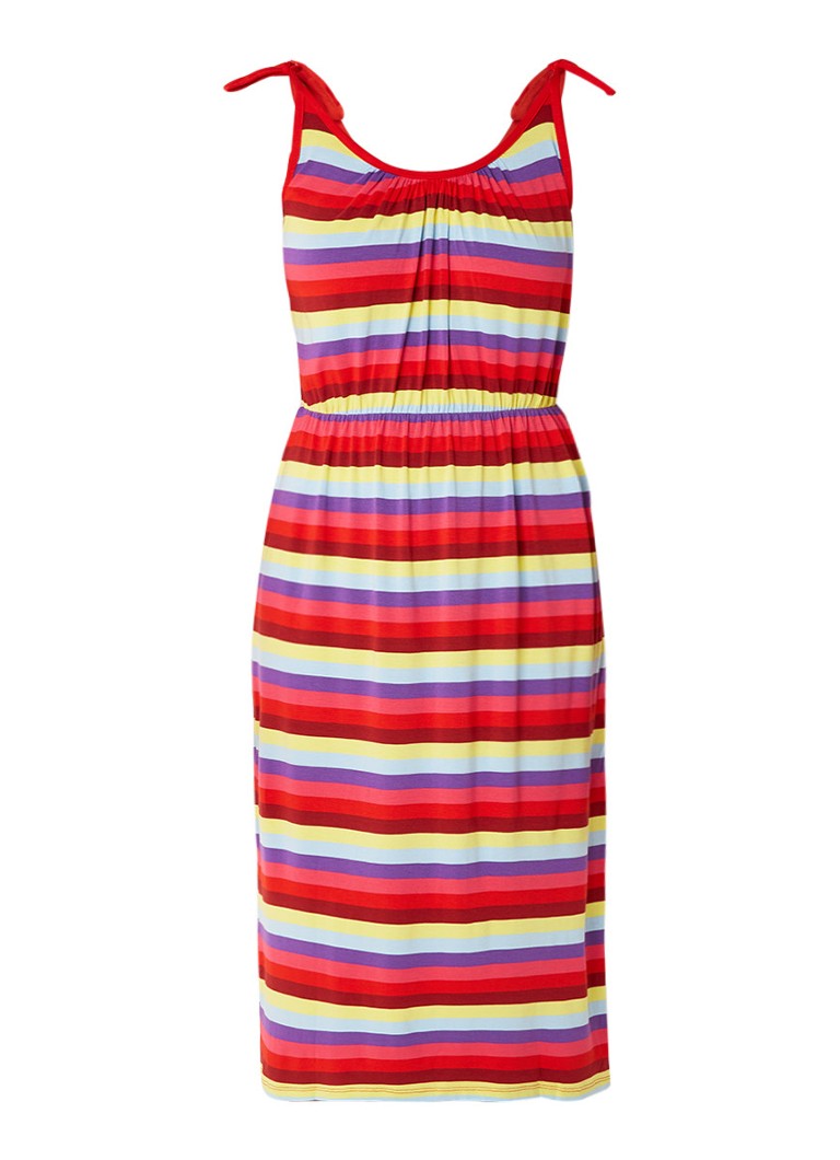 Warehouse Midi-jurk van jersey met kleurrijk streepdessin multicolor