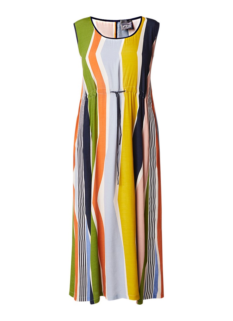 Marina Rinaldi Duo maxi-jurk met taillekoord en streepdessin multicolor