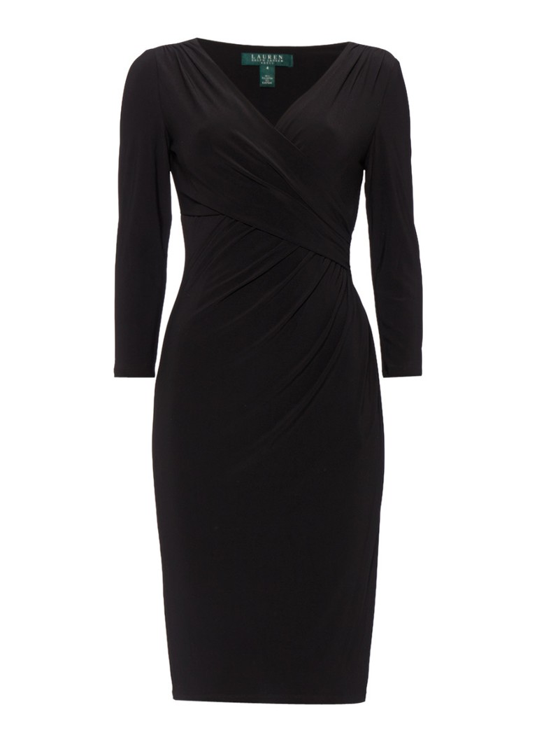 Ralph Lauren Electa jurk met overslag detail in zwart zwart