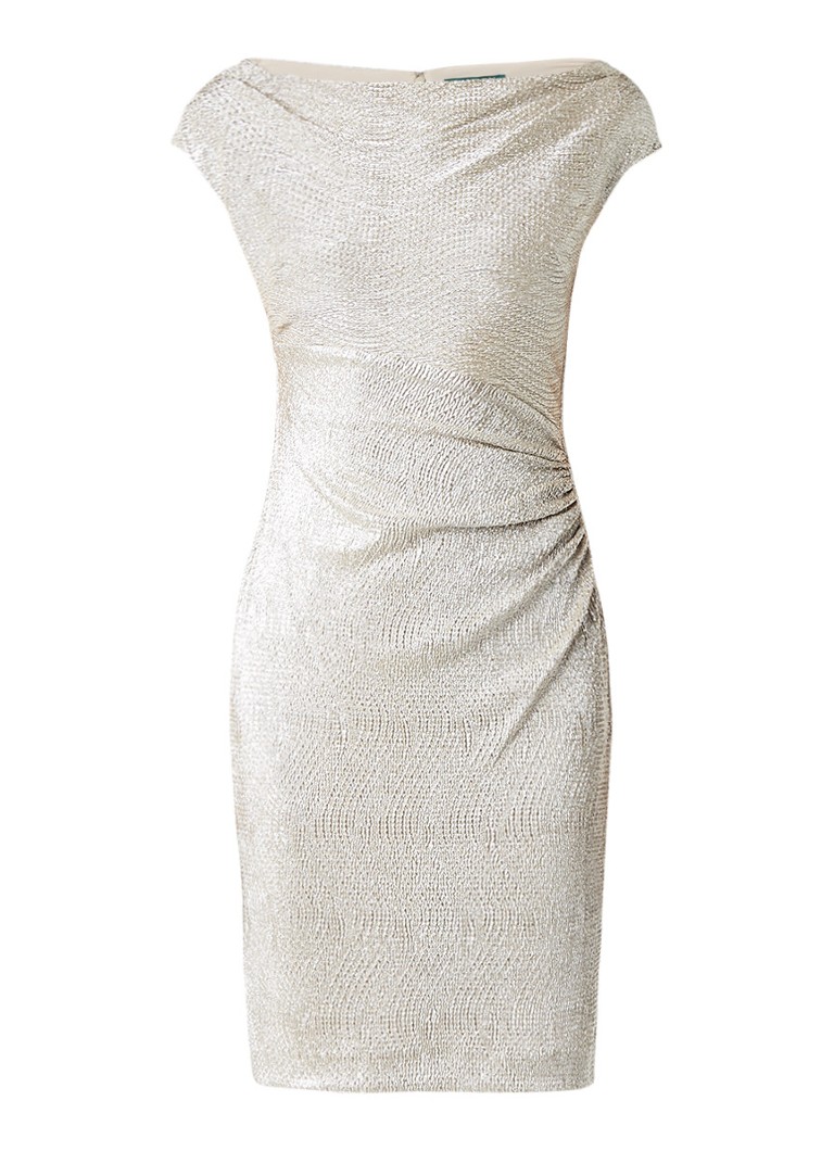 Ralph Lauren Jurk met structuur en draperie beige