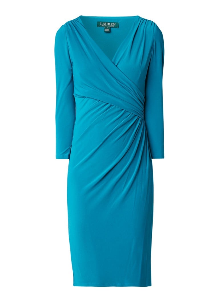 Ralph Lauren Jersey jurk met draperie detail zeegroen