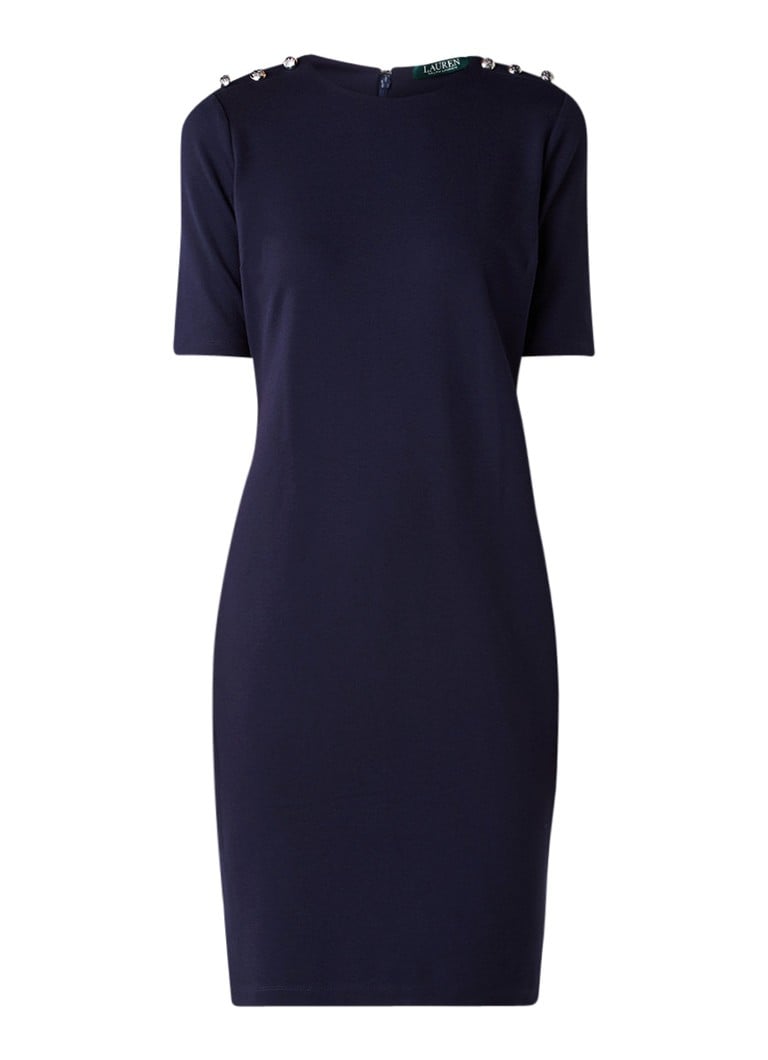 Ralph Lauren Jurk met korte mouw en knoopdetail donkerblauw