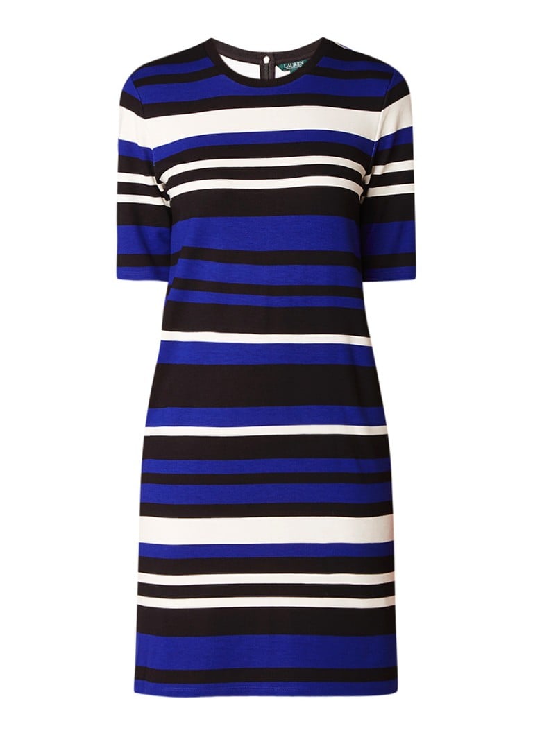 Ralph Lauren Jersey midi-jurk met streepdessin kobaltblauw