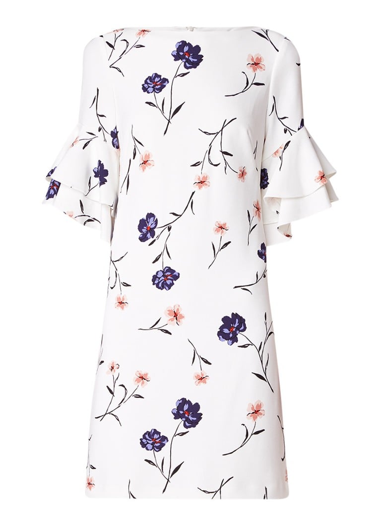 Ralph Lauren Shiftjurk met volantmouw en bloemendessin creme