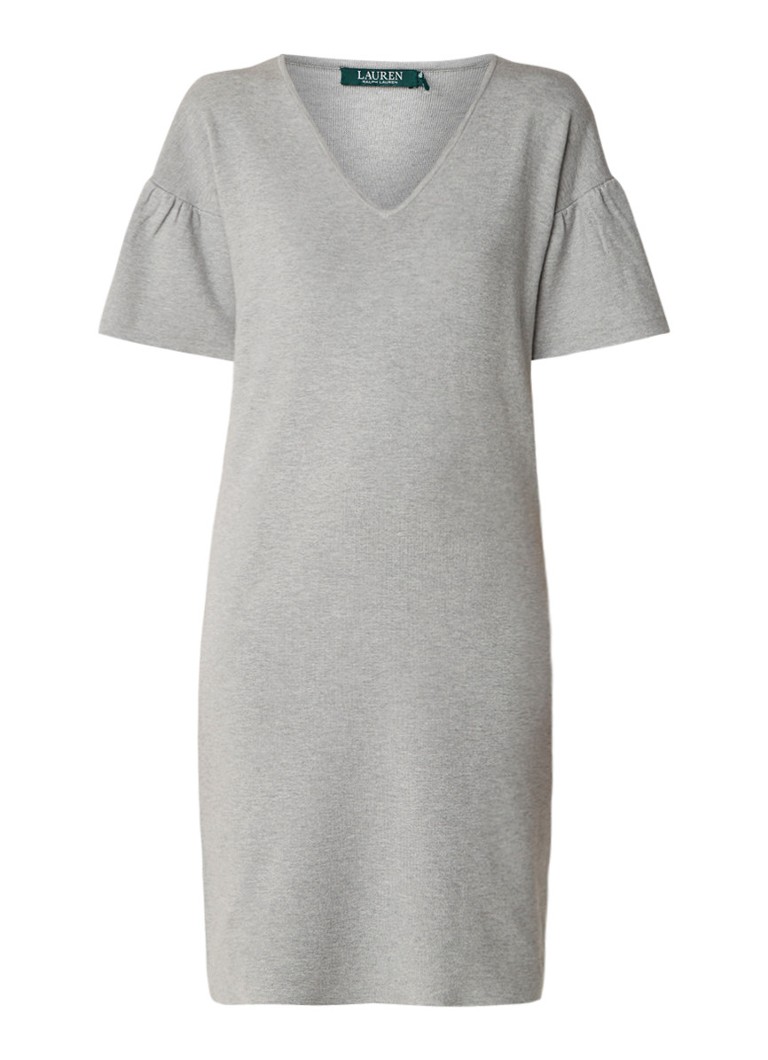Ralph Lauren Fijngebreide midi-jurk met volantmouw grijs