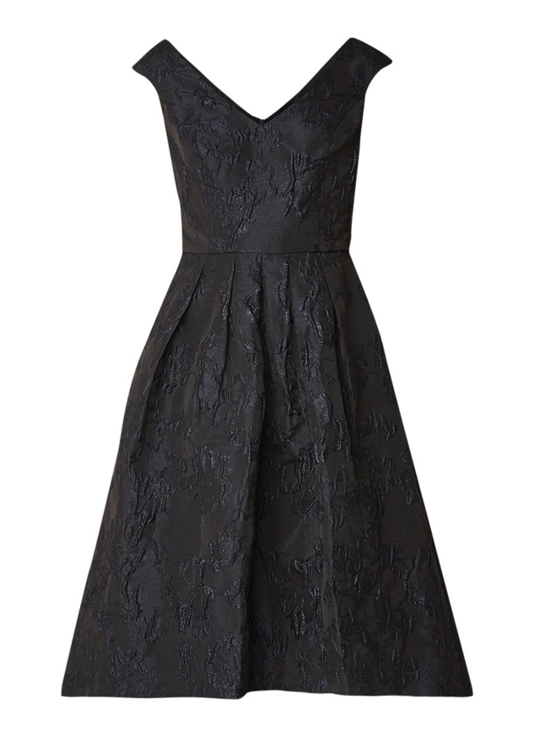 Ralph Lauren Angelicara midi-jurk met structuur en lurex zwart