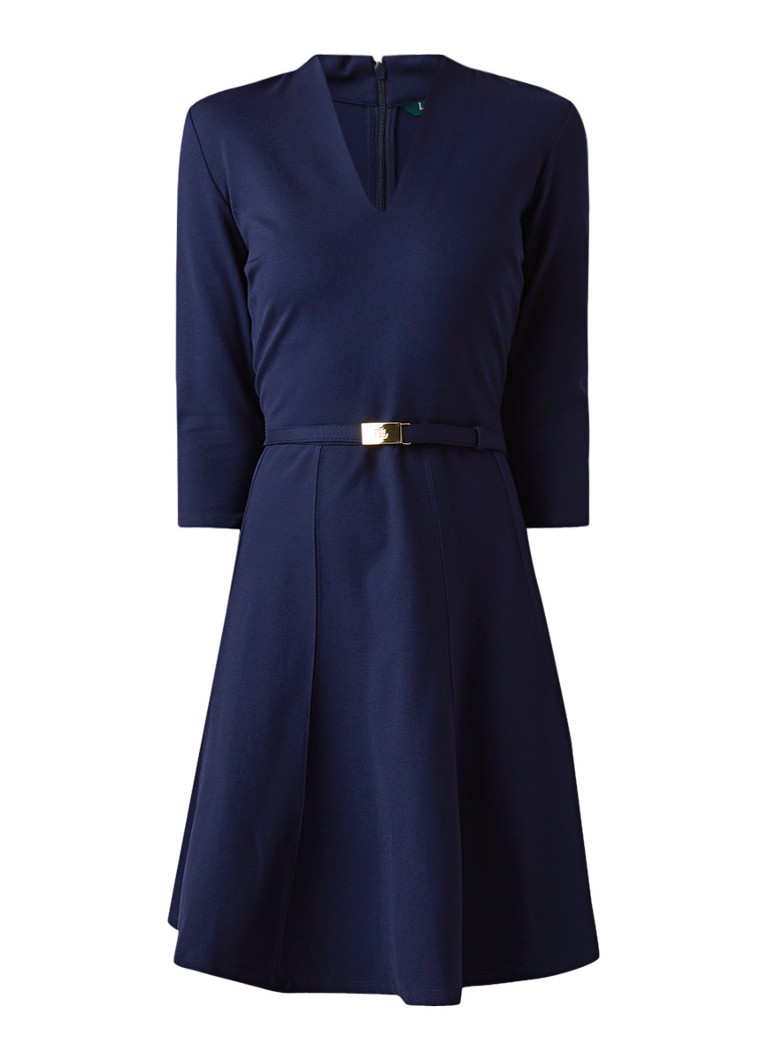Ralph Lauren A-lijn jurk van jersey met ceintuur donkerblauw