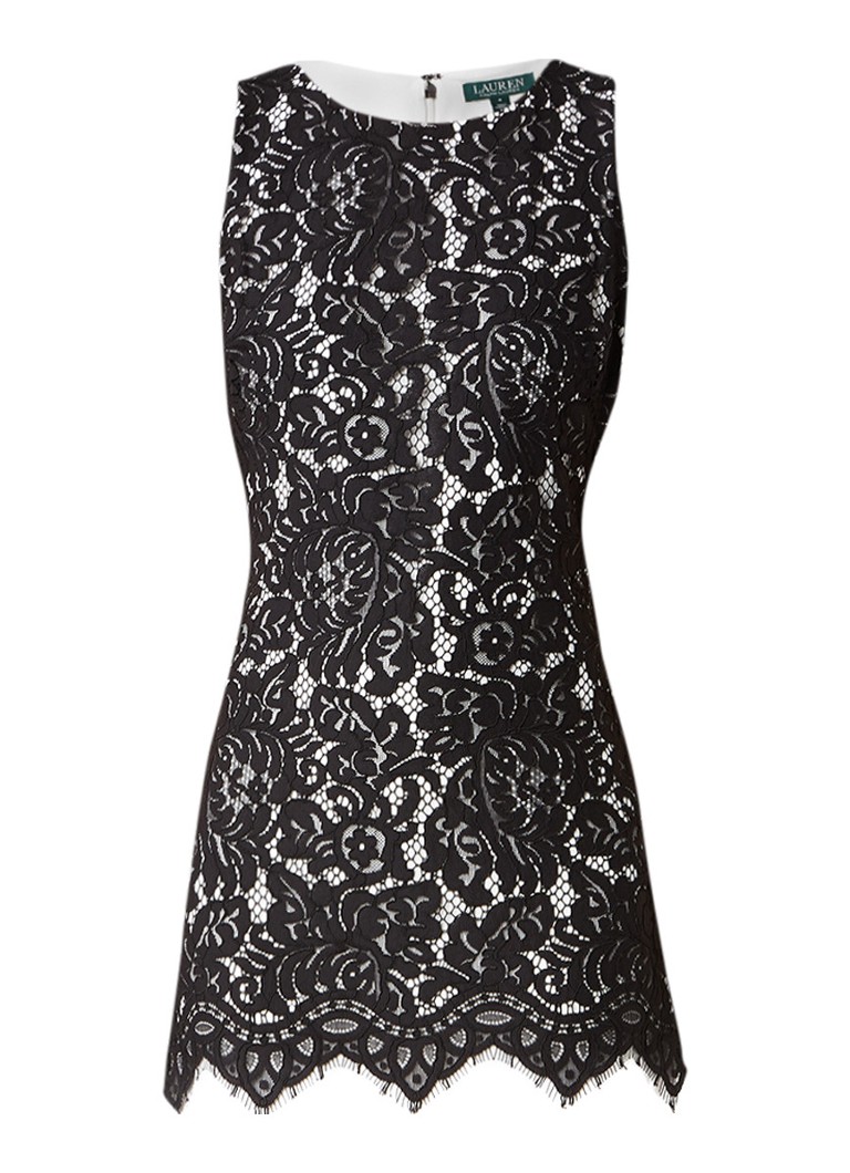 Ralph Lauren Tasha jurk met overlay van kant zwart