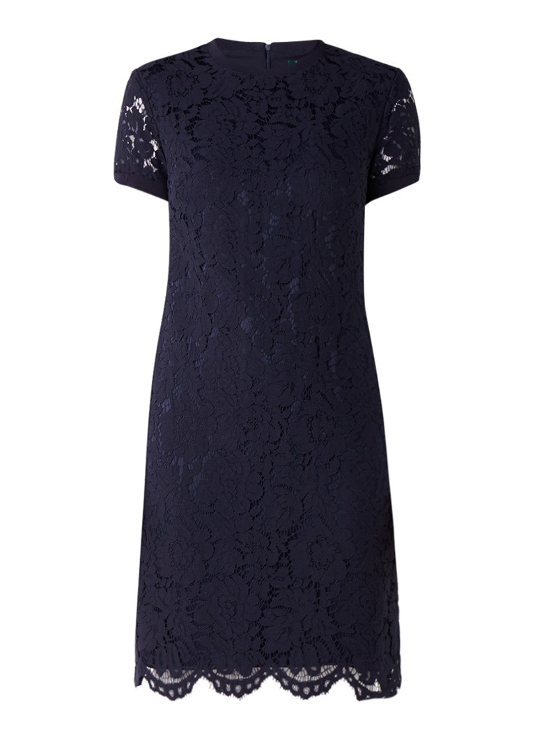 Ralph Lauren Midi-jurk van gebloemd kant donkerblauw