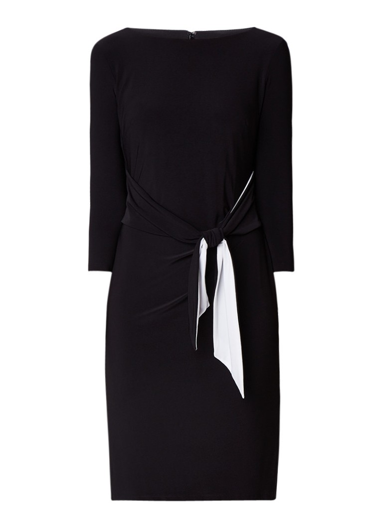Ralph Lauren Bela midi-jurk met plooidetail en strikceintuur zwart