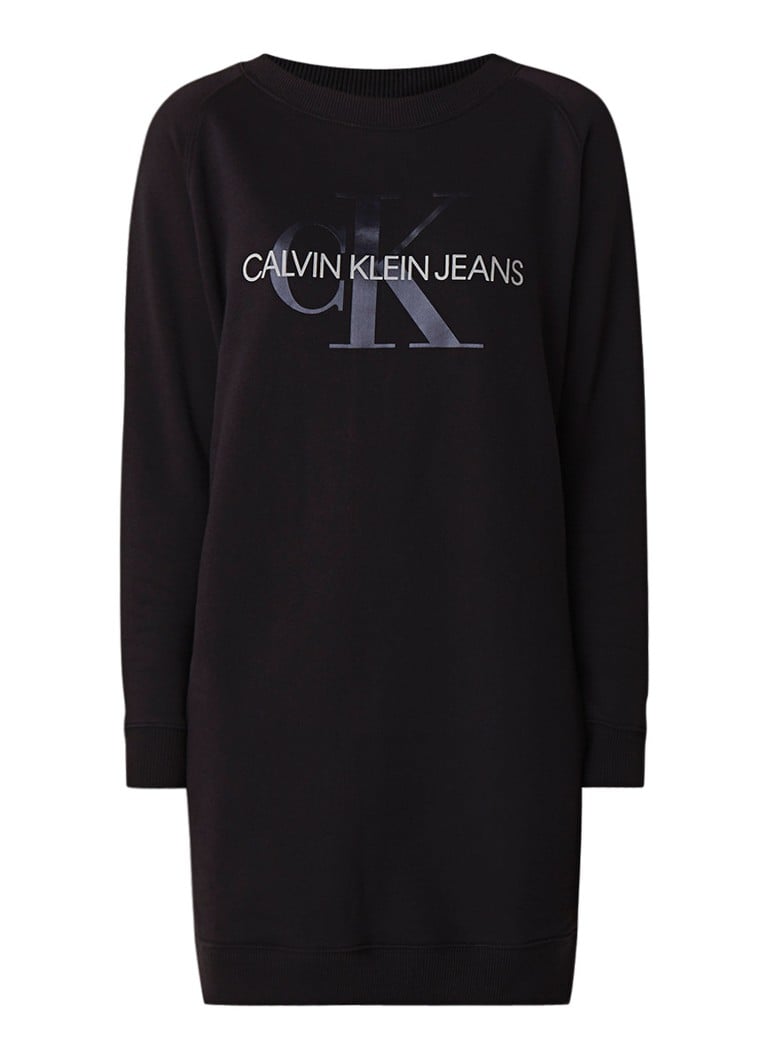 Calvin Klein Monogram sweaterjurk met logoprint wit