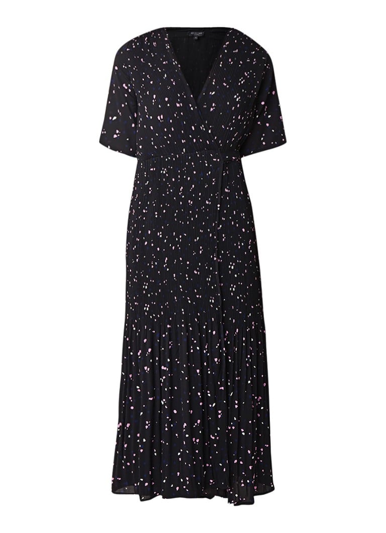 Selected Femme Piper maxi wikkeljurk met plissÃ© en stippendessin zwart