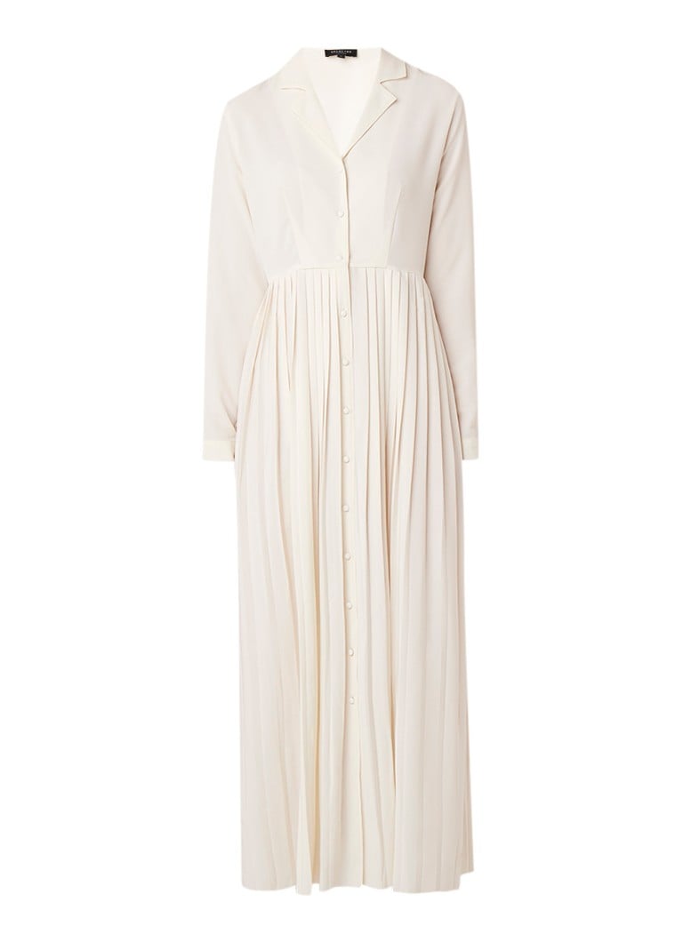 Selected Femme Alexis maxi blousejurk van crÃªpe met plissÃ© gebroken wit