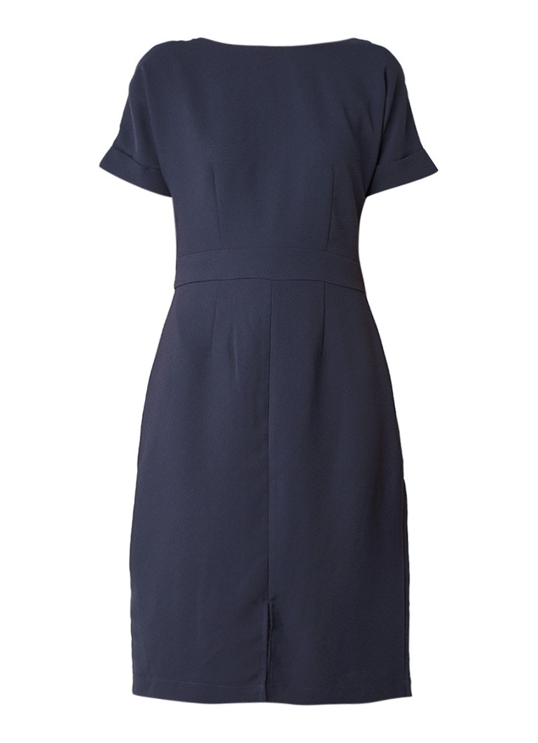 Selected Femme New Smile crêpe midi-jurk met split donkerblauw