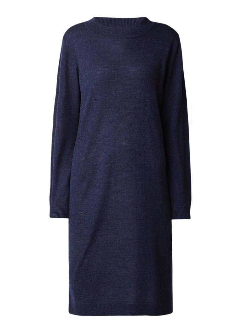 Selected Femme Eileen fijngebreide jurk in wolblend indigo