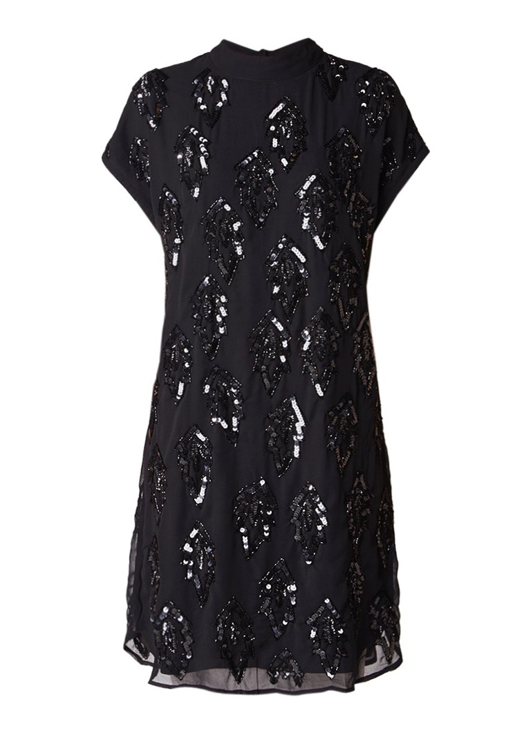 Selected Femme Linnea jurk met pailletten en kralen zwart