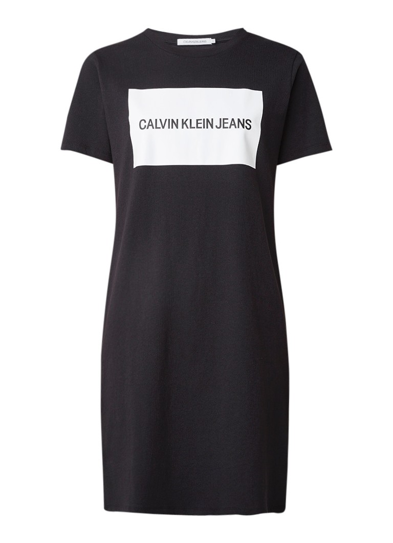 Calvin Klein Insitutional T-shirt jurk met logoprint zwart