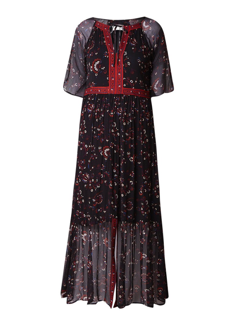 BA&SH Jana semi-transparante maxi-jurk met bloemendessin okergeel