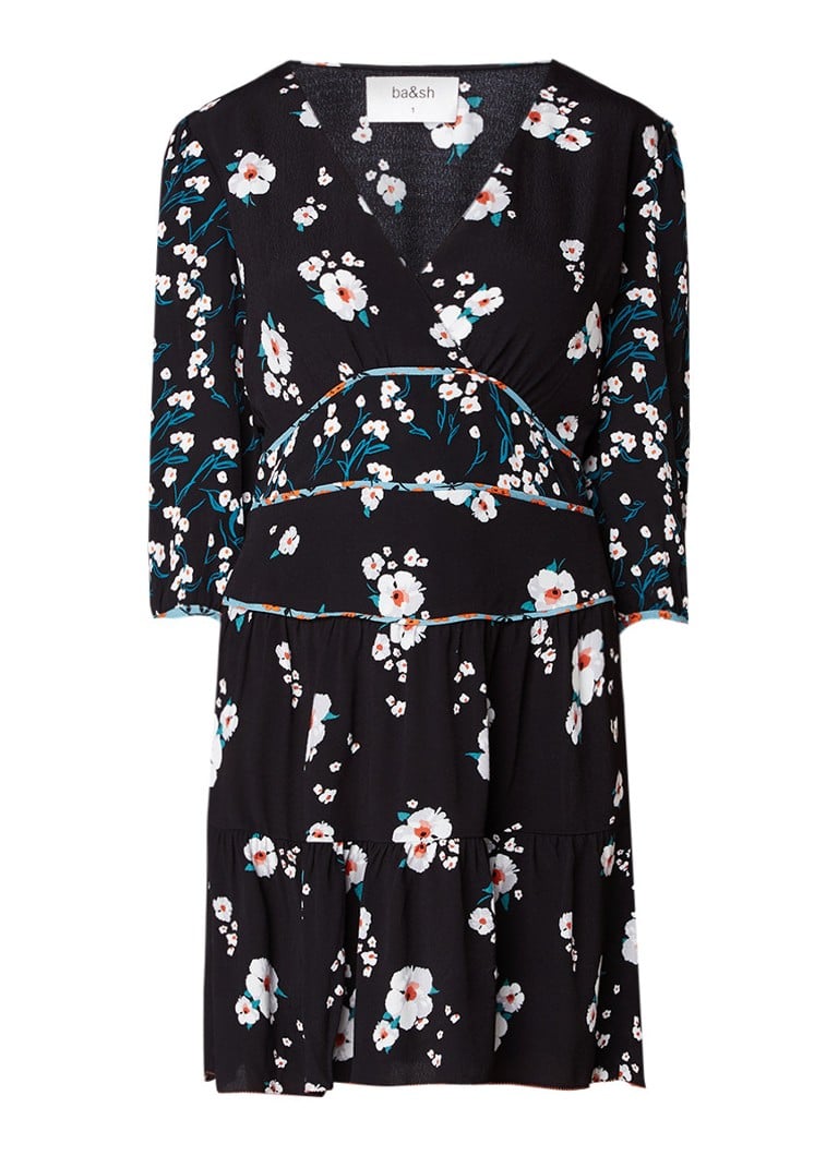 BA&SH Belize mini-jurk met gebloemd dessin creme