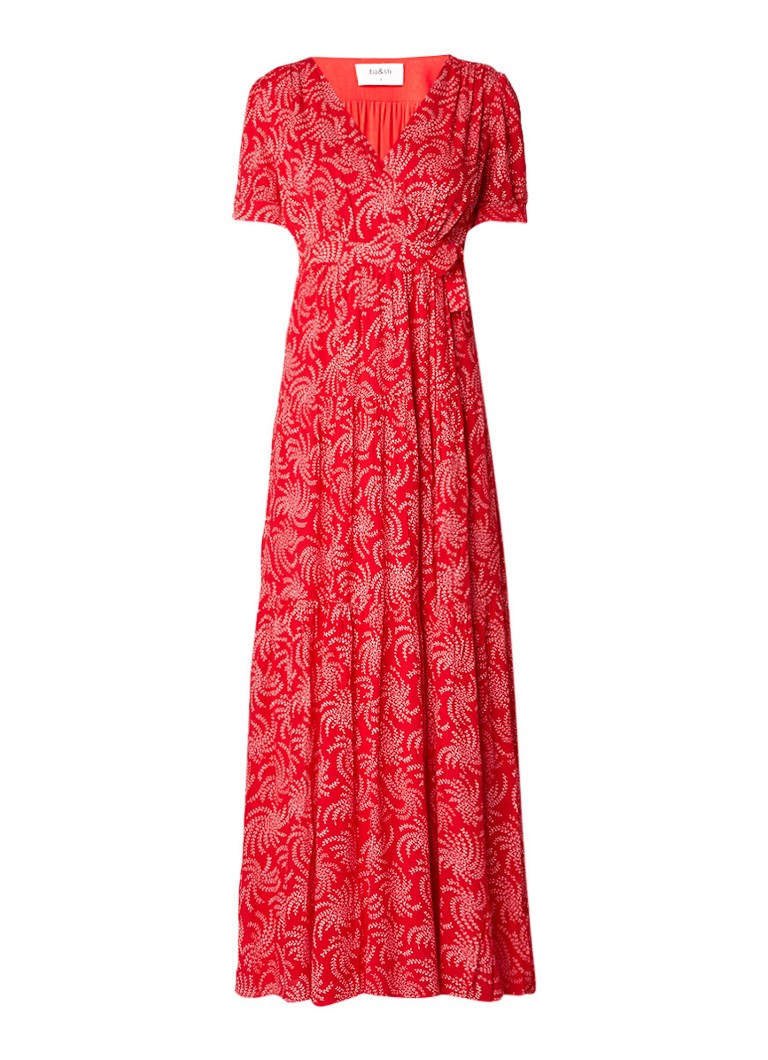 BA&SH Maxi-jurk met overslag en bloemenprint roze