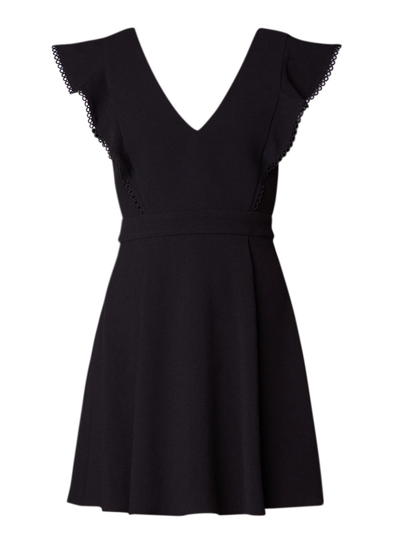 BA&SH Oskia A-lijn jurk van crÃªpe met geborduurd detail zwart