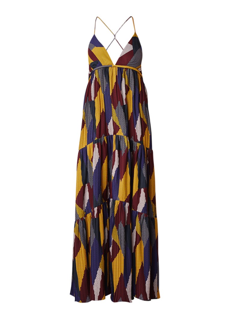 BA&SH Weave maxi-jurk met plissÃ© en kleurrijk dessin multicolor