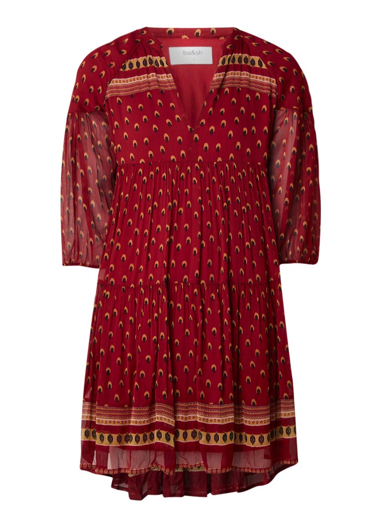 BA&SH Bailey tuniekjurk van chiffon met dessin rood