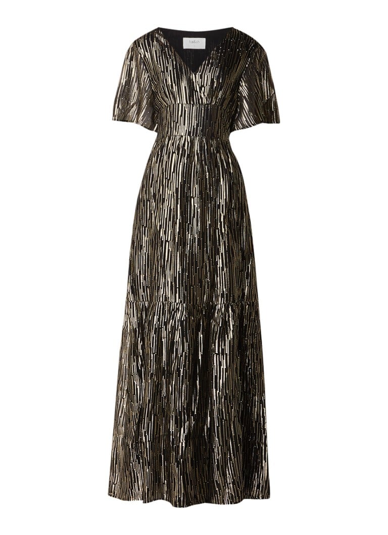 BA&SH Nixon maxi-jurk in zijdeblend met lurex goud