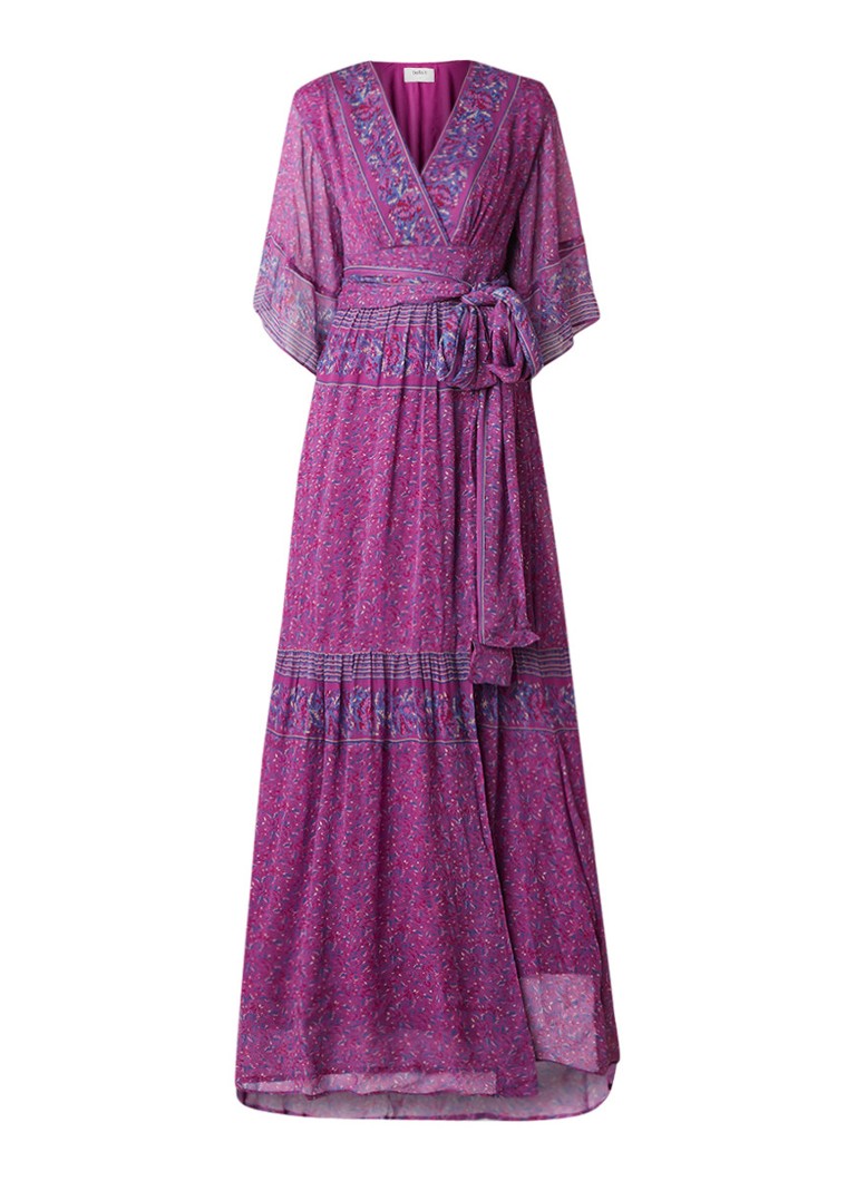 BA&SH Maya maxi-jurk van crÃªpe met bloemendessin fuchsia