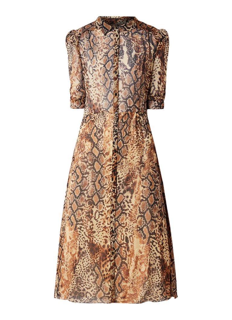 BA&SH Rozy semi-transparante jurk met slangendessin bruin