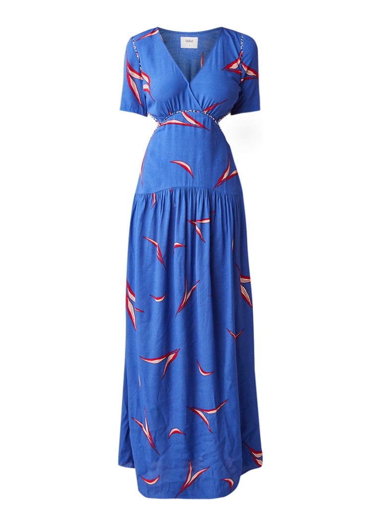 BA&SH Tiana maxi-jurk van crÃªpe met dessin blauw