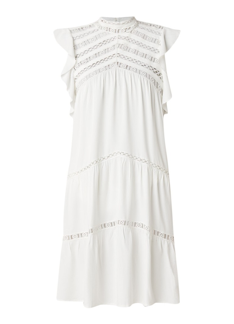 BA&SH Zenna mini-jurk met opengewerkt kant gebroken wit