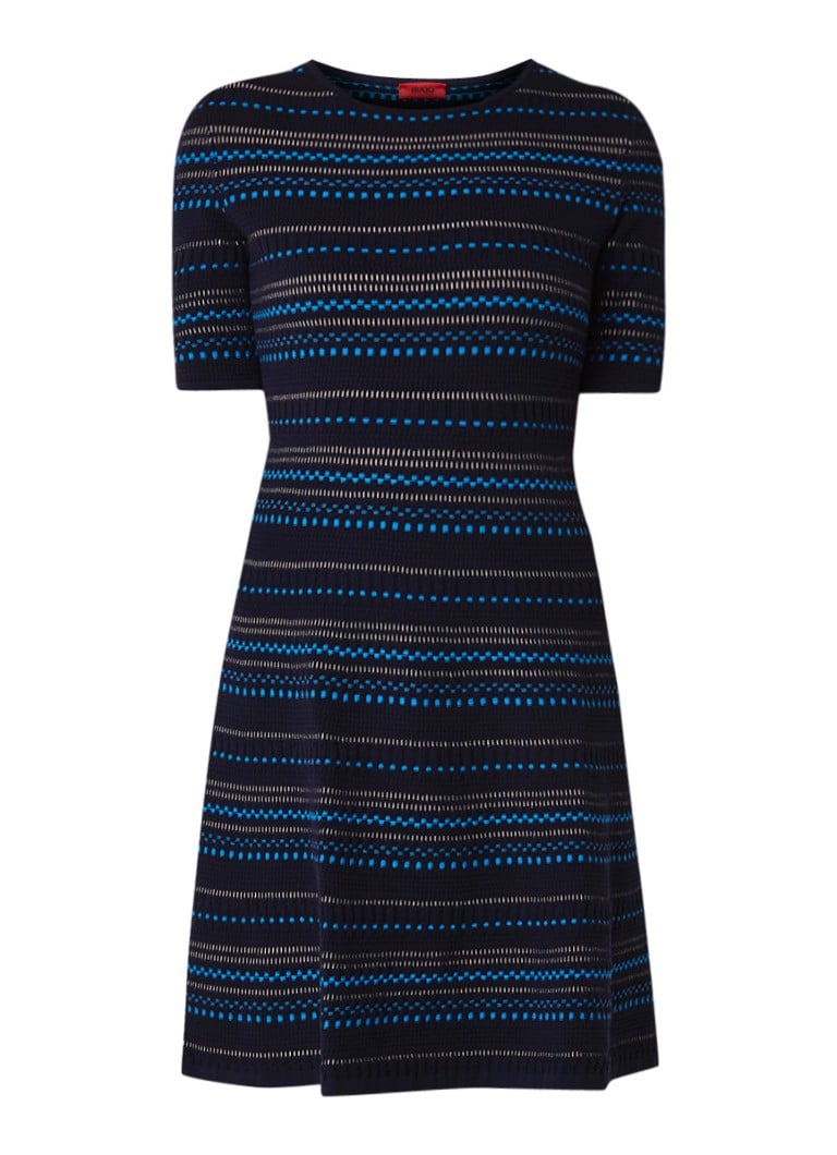 Hugo Boss Swany midi-jurk met ingeweven streepdessin multicolor